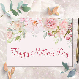 Pastel Rosa ros Flower Blommigt Lycklig Mors dag Vykort