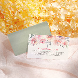 Pastel Rosa ros Greenery Watercolor Baby Shower Tilläggskort