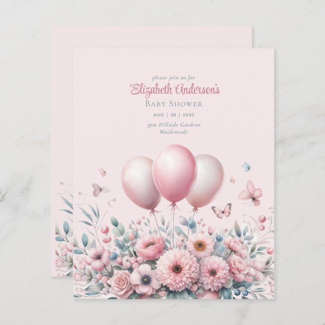 Pastel Rosa ros Rosett band Baby Shower Elegant So (Fram/baksida)