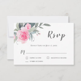 Pastel Rosa ros Watercolor Blommigt OSA kort