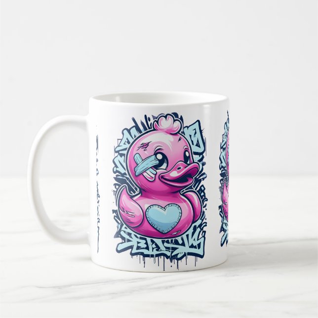 Pastel Rosa Rubber Anka Mugg (Vänster)