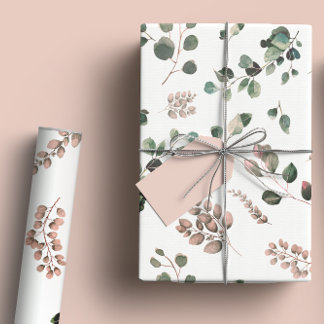 Pastel Rosa & Sage Grönt Eucalyptus Watercolor Presentpapper