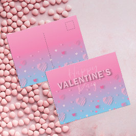 Pastel Rosa Scribble Hearts Glad Alla hjärtans dag Vykort