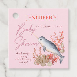 Pastel Rosa Sea Narwhal seashells Baby Shower Gåvor Etiketter