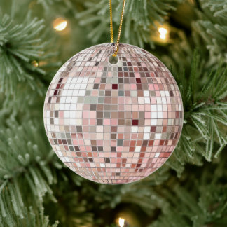 Pastel Rosa & Silver Disco Boll Julgransprydnad Keramik