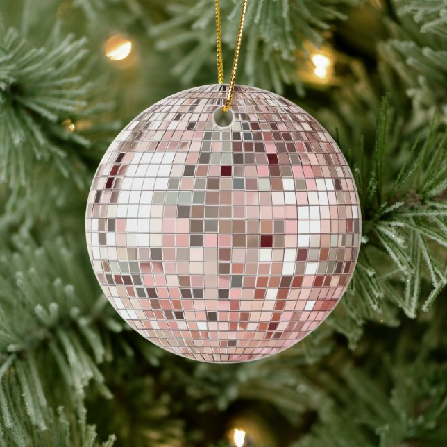 Pastel Rosa & Silver Disco Boll Julgransprydnad Keramik (Träd)