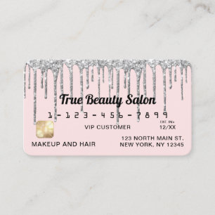 Pastel  Rosa Silver Glitter Drives Kredit Visitkort
