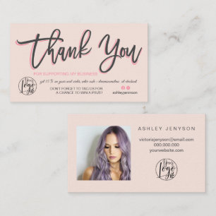 Pastel rosa-skript, logotyp av fotoorder tack visitkort