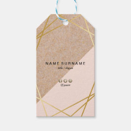 Pastel Rosa Social Geometric Guld Kraft Presentetikett