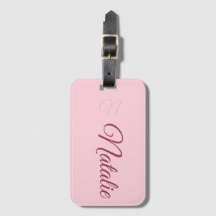 Pastel rosa solid färg monogrammad bagagebricka