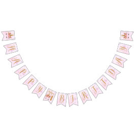 Pastel Rosa Söt Blommigt Unicorn Födelsedagsfest Vimplar