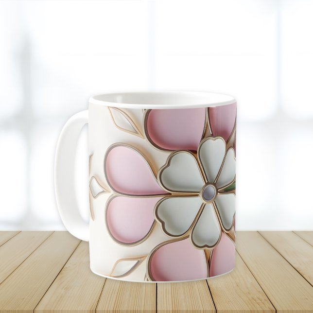 Pastel Rosa St patricks day Glas Stil Kaffemugg (Pastel Pink St Patricks Day Stained Glass Style Coffee Mug)