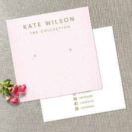 Pastel Rosa Stud Earring Visning Card Fyrkantigt Visitkort
