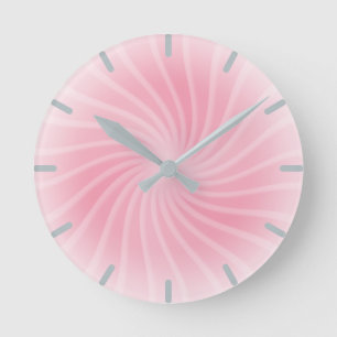 Pastel Rosa Swirl Rund Klocka