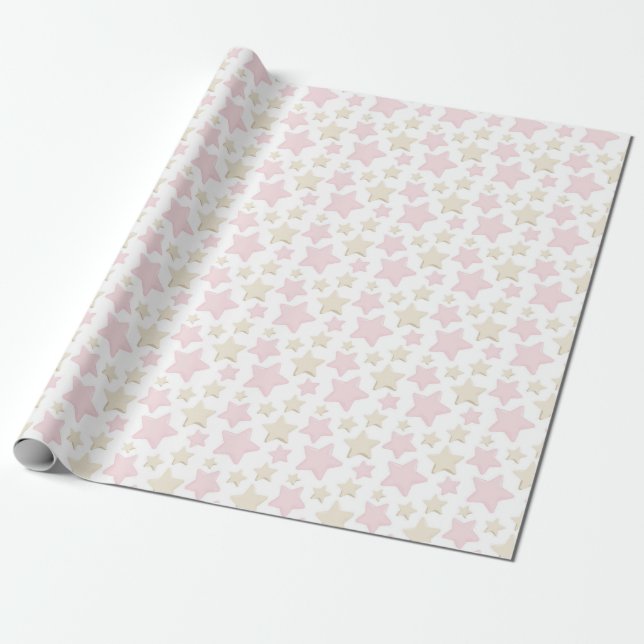 PASTEL ROSA & TAN STARS PRESENTPAPPER (Utrullad)