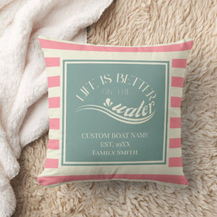 Pastel rosa teal boat insida dekoration kudde