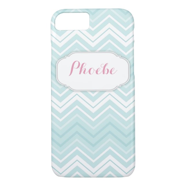 Pastel Rosa & Teal Chevron Zigzag Personlig Case-Mate iPhone Skal (Baksida)