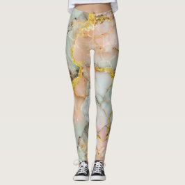 Pastel Rosa, Teal, White Marble Leggings