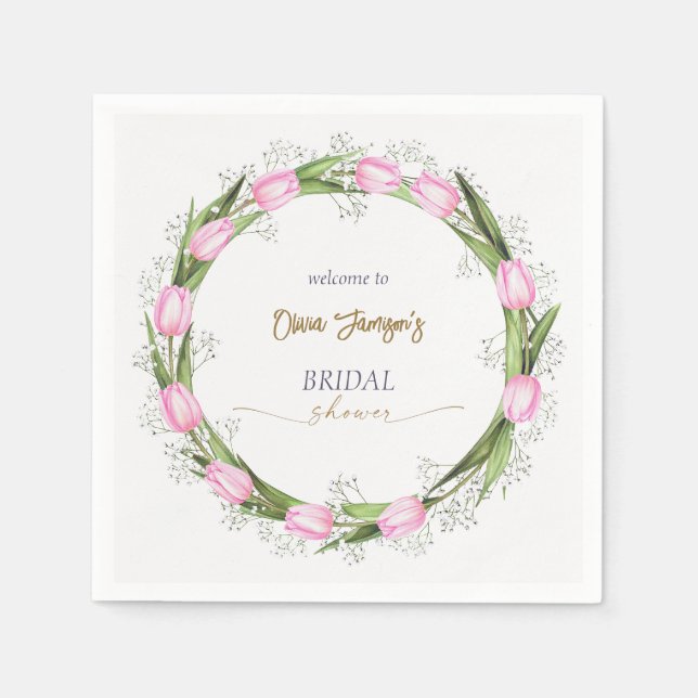 Pastel Rosa Tulip & Baby's Möhippa utandning Pappersservett (Framsidan)