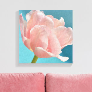 Pastel Rosa Tulip Blommigt Botaniskt fotografiskt Canvastryck