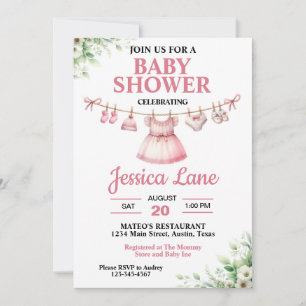 Pastel Rosa Tutu Girl Baby Shower-inbjudan Inbjudningar