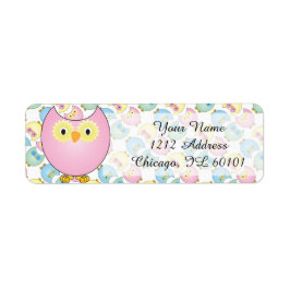 Pastel Rosa Uggla Baby Shower Themme Returadress Etikett