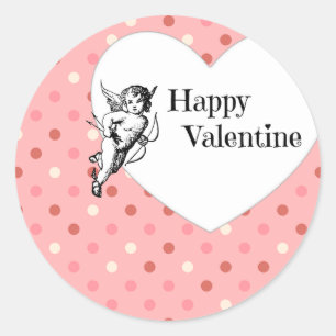 Pastel rosa Valentine cupid hjärta Runt Klistermärke