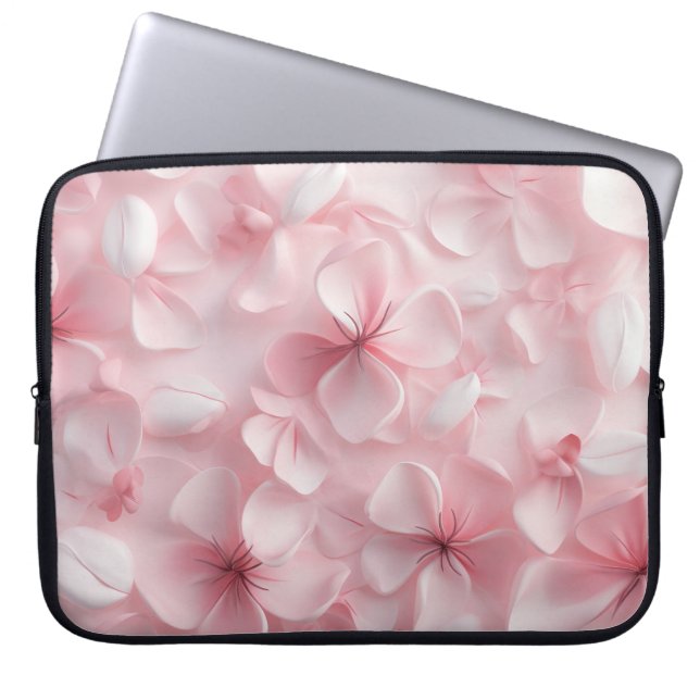 PASTEL ROSA VALENTINE HEARTS & FLOWER PETALS LAPTOP FODRAL (Framsidan)