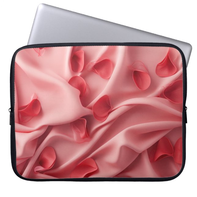PASTEL ROSA VALENTINE HEARTS & FLOWER PETALS LAPTOP FODRAL (Framsidan)
