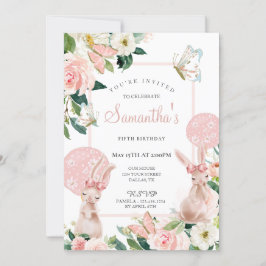 Pastel Rosa Vår Blommigt Girl Födelsedagsfest Girl Inbjudningar