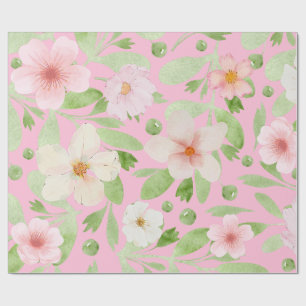 Pastel Rosa Vår Blommönster Presentpapper