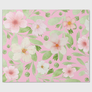 Pastel Rosa Vår Blommönster Presentpapper