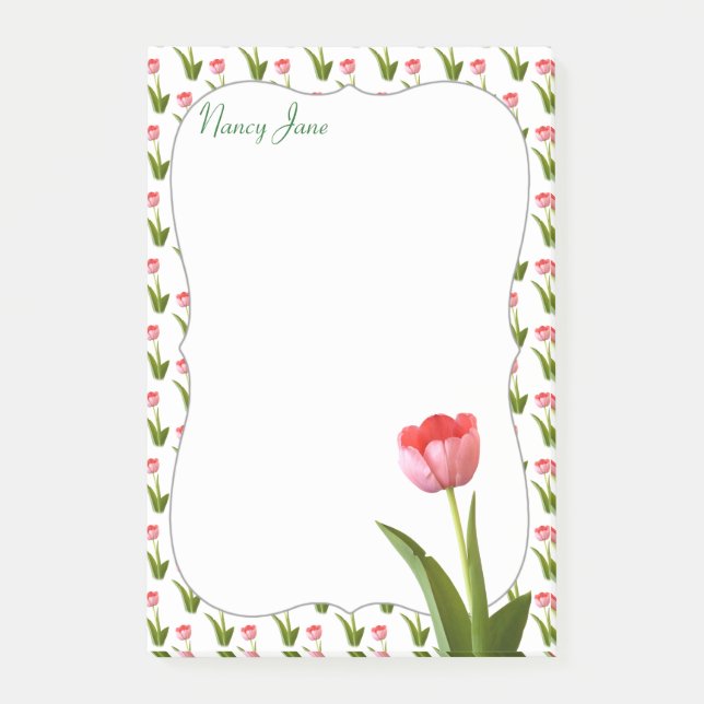 Pastel Rosa Vår Tulip Floral Photography Post-it Block (Framsida)
