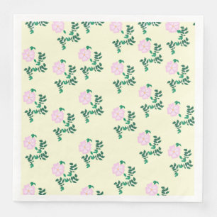 Pastel Rosa Vild Ro Flower Mönster Vanilla Pappersservett