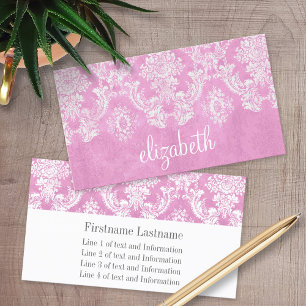 Pastel Rosa Vintage  Damask Pattern Grungy Avsluta Visitkort