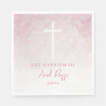 Pastel Rosa Watercolor Baptism Napkins
