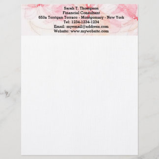 Pastel Rosa Watercolor Letterhead Brevhuvud