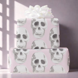 Pastel Rosa Watercolor Skull Halloween Presentpapper