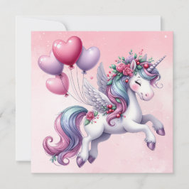 Pastel rosa Whimsical Unicorn Kort