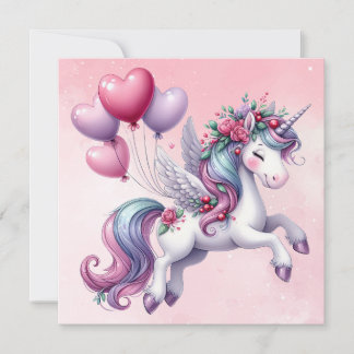 Pastel rosa Whimsical Unicorn Kort