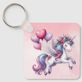Pastel rosa Whimsical Unicorn Nyckelring