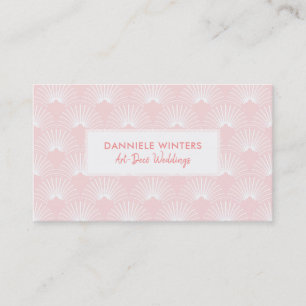 Pastel-Rosa & White Art-Deco Mönster Visitkort