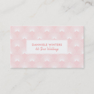 Pastel-Rosa & White Art-Deco Mönster Visitkort