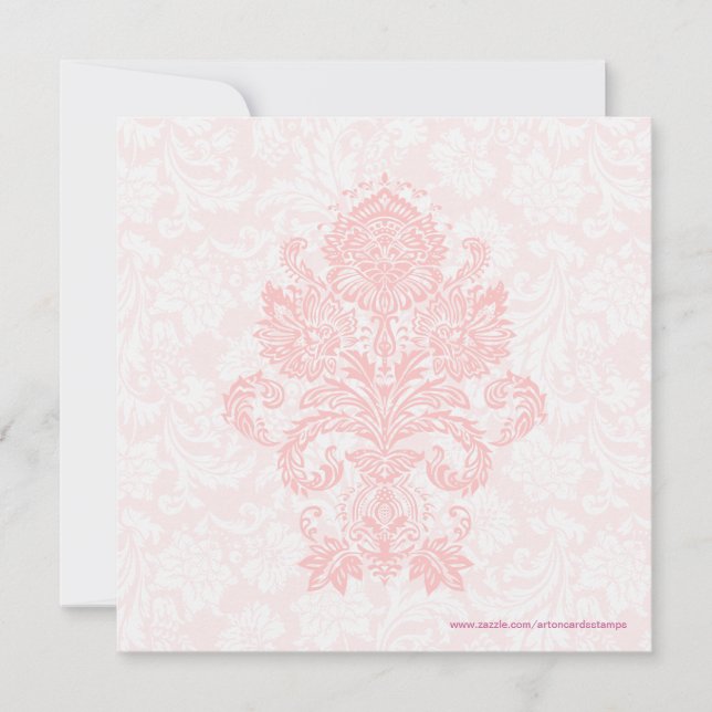 Pastel Rosa & White Blommigt Damask Wedding Inbjud Inbjudningar (Framsida)
