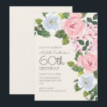 Pastel Rosa White Blommigt Kvinna 60:e födelsedage Inbjudningar<br><div class="desc">Pastel rosa och vit blommigt / botaniska kvinnors 60:e födelsedagsfest inbjudan. Kontakta oss om du behöver hjälp med anpassning eller om du vill begära matchande produkter.</div>