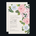 Pastel Rosa White Blommigt Kvinnans 21:a födelseda Inbjudningar<br><div class="desc">Pastel rosa och vit blommigt/botaniska kvinnans 21:a födelsedagsinbjudan. Kontakta oss om du behöver hjälp med anpassning eller om du vill begära matchande produkter.</div>