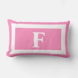 Pastel Rosa White Bold Monogram Initial Outdoor Lumbarkudde