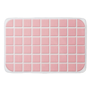 Pastel Rosa White Faux Square Tiles Mönster Badrumsmatta