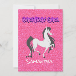Pastel Rosa White Horse Birthday Inbjudan