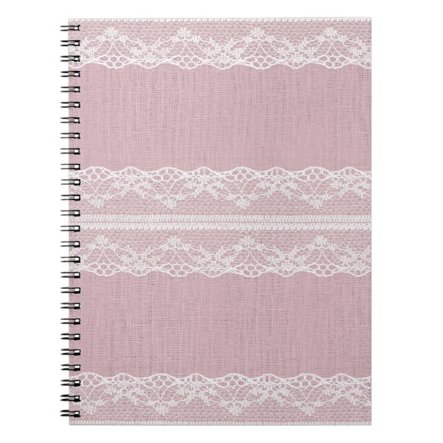 Pastel Rosa White Snöre Struktur Anteckningsbok (Framsidan)